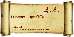 Luncanu Apród névjegykártya